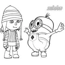 Coloriage Minion saluant à côté d'Edith