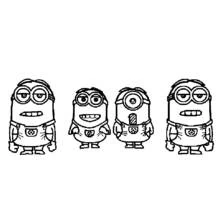 Coloriage Minions debout en rang