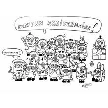 Coloriage Minions fêtant un anniversaire