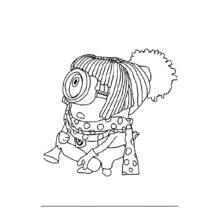 Coloriage Minion avec un bonnet rayé et une écharpe à pois