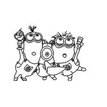 Coloriage Moi, Moche et Méchant minions en fête