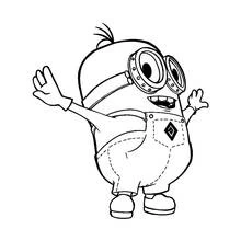 Coloriage Minion qui salue avec les deux bras