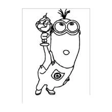 Coloriage Minion à la mèche dressée, glace à la cerise