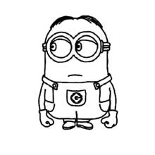 Coloriage Minion debout avec ses lunettes