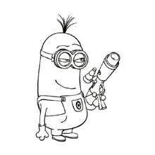 Coloriage Minion tenant un pistolet laser