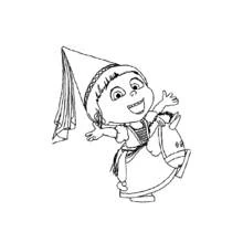 Coloriage Agnès déguisée en princesse avec sa licorne