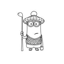 Coloriage Minion casquette à pompon et club de golf