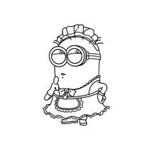 Coloriage Minion déguisé en femme de chambre