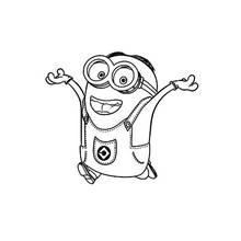 Coloriage Minion en salopette à poche, bouche ouverte