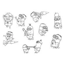 Coloriage Minions dans diverses poses et activités
