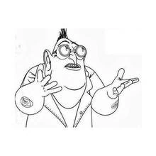 Coloriage Dr. Nefario haussant les épaules avec ses grosses lunettes