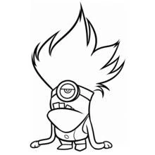 Coloriage Minion diabolique à la coiffure enflammée