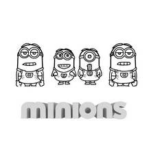 Coloriage Minions alignés en groupe