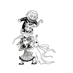 Coloriage Personnages empilés de L'Étrange Noël de Monsieur Jack
