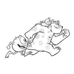 Coloriage Sulli, Bob et Boo en pleine course