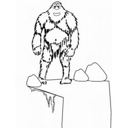Coloriage Monstre poilu debout sur une falaise glacée