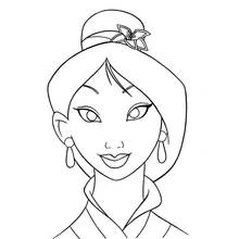 Coloriage Mulan souriante en portrait rapproché