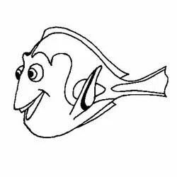 Coloriage Dory souriante avec les nageoires déployées
