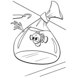Coloriage Nemo enfermé dans un sac plastique