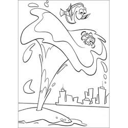 Coloriage Marin et Dory sautant hors d'un jet d'eau
