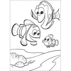 Coloriage Marin, Dory et Nemo qui nagent ensemble