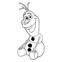 Coloriage Olaf assis avec un grand sourire