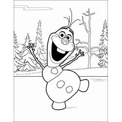 Coloriage Olaf dansant joyeusement dans la neige
