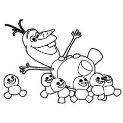 Coloriage Olaf entouré de petits bonhommes de neige