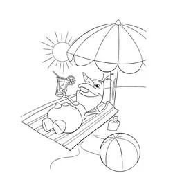 Coloriage Olaf se relaxant à la plage