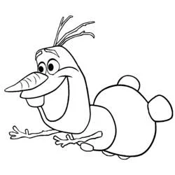 Coloriage Olaf glissant en avant avec un grand sourire