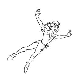 Coloriage Peter Pan volant dans les airs