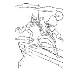 Coloriage Peter Pan combat Capitaine Crochet