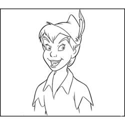 Coloriage Peter Pan souriant avec son chapeau à plume