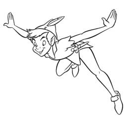 Coloriage Peter Pan volant les bras écartés