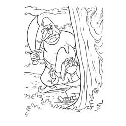 Coloriage Pirates se faufilant près d'un arbre