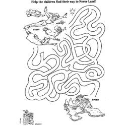 Coloriage Peter Pan labyrinthe vers le Pays Imaginaire