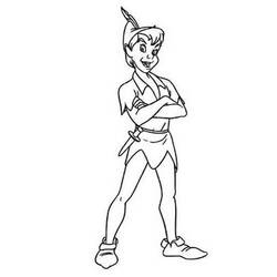 Coloriage Peter Pan debout, les bras croisés