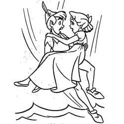 Coloriage Peter Pan volant en portant Wendy