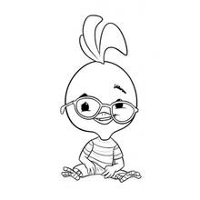 Coloriage Petit Poulet assis avec des lunettes