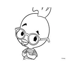 Coloriage Petit Poulet souriant avec ses grosses lunettes