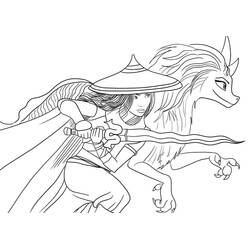 Coloriage Raya et Sisu prêts au combat Coloriage Raya et Sisu prêts au combat