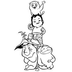Coloriage Noi debout sur les Ongis avec un petit singe Coloriage Noi debout sur les Ongis avec un petit singe