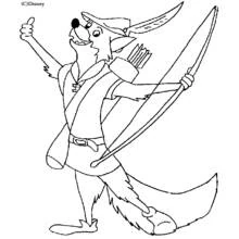 Coloriage Robin des Bois tenant son arc avec un pouce levé