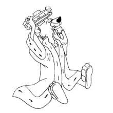 Coloriage Robin des Bois jouant de la trompette