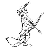 Coloriage Robin des Bois visant avec son arc et sa flèche