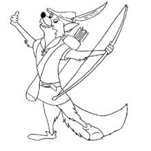 Coloriage Robin des Bois donnant un pouce levé avec son arc