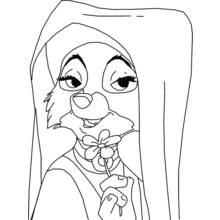 Coloriage Robin des Bois : Marianne tenant une fleur