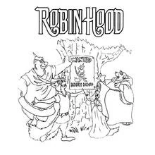 Coloriage Robin des Bois devant l'avis de recherche