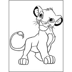 Coloriage Simba debout regardant en arrière