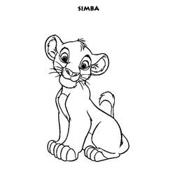 Coloriage Simba assis et souriant
